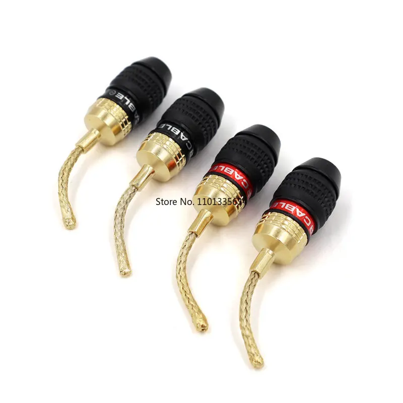 4 Teile/los 2MM Monster Kupfer Draht Vergoldet Bananen Stecker Lautsprecher Draht Stecker Geflochtene Draht Stecker Stecker Image