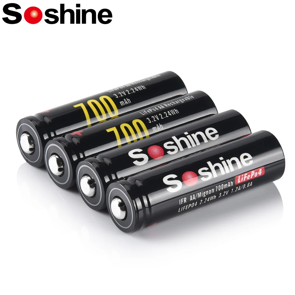 Soshine 3,2 v 700mah lifepo4 Batterie 700 aa mah wiederauf ladbare Batterie für Straßen laterne kleine Lüfter Power Bank Spiele konsole Spielzeug Image