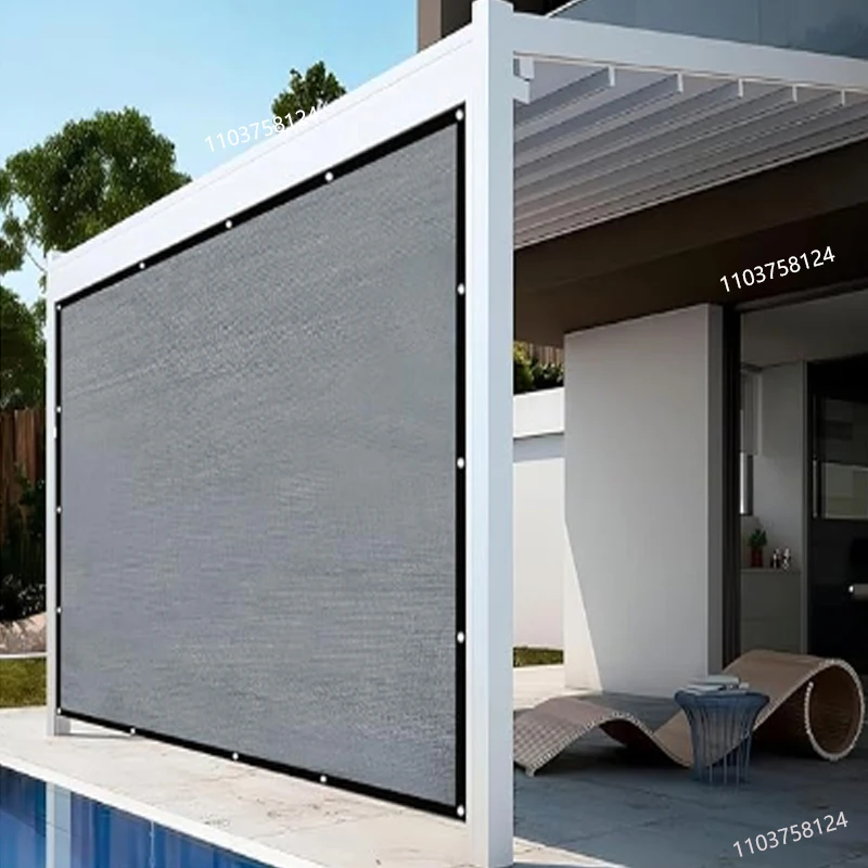 Sonnenschutznetz, Anti-UV-Balkonzaun, 70–80 % Sichtschutzfenster, Sonnenblende, Windabweiser, mit Schutzlochring Image