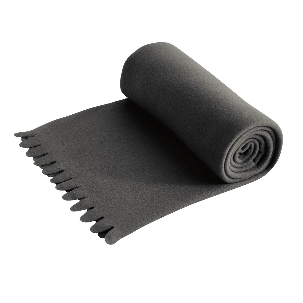 wometo WAVE Fleecedecke 120x160 cm – OEKO-TEX ca. 300g weiche Fleece Decke mit Wellenrand Anti-Pilling dunkelgrau Image