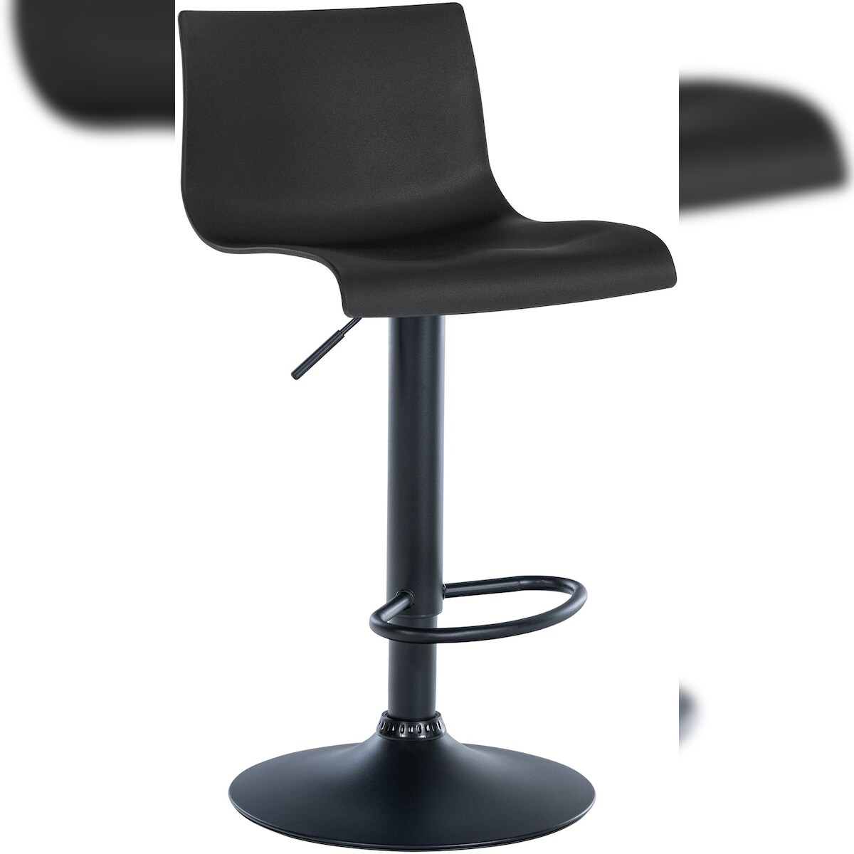 DELUKE Barhocker GEBEL - Kunststoff Schwarz 39x36x84 cm | Barstuhl Höhenverstellbar Mit Lehne Drehbar Tresenhocker Tresenstuhl Kneipenhocker Kneipenstuhl Image