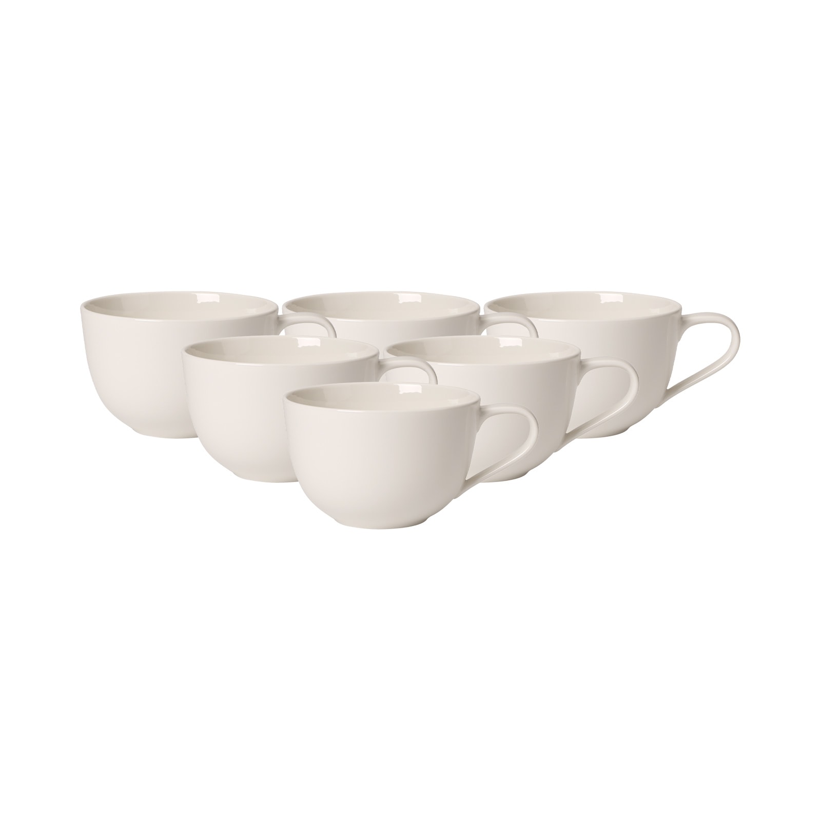 Tasse VILLEROY & BOCH "Frühstückstassen For Me 300 ml 6er Set weiß", weiß, Porzellan, Trinkgefäße, Tasse