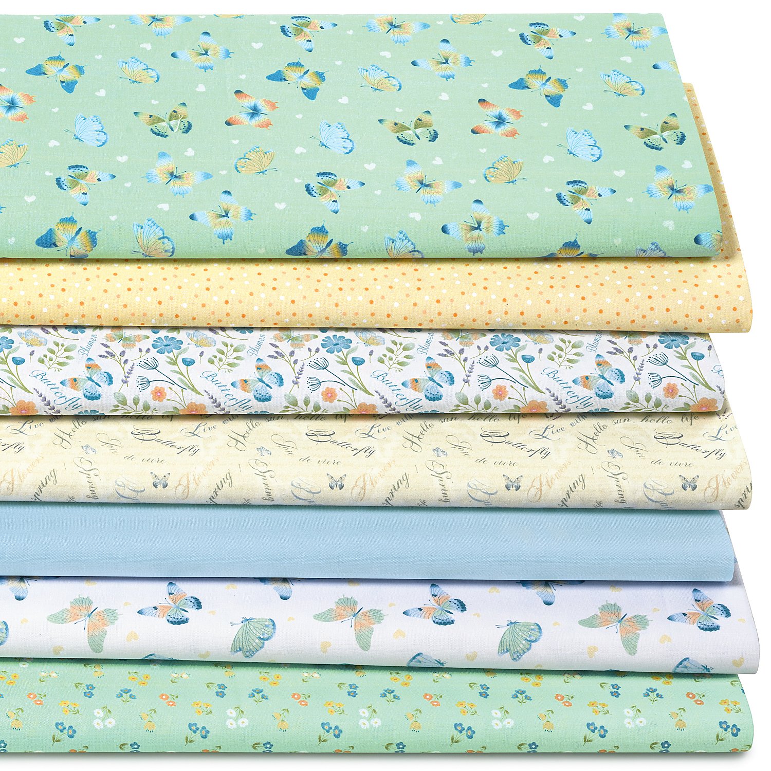 Lot patchwork "printemps pastel", vert/coloré, série "Dana