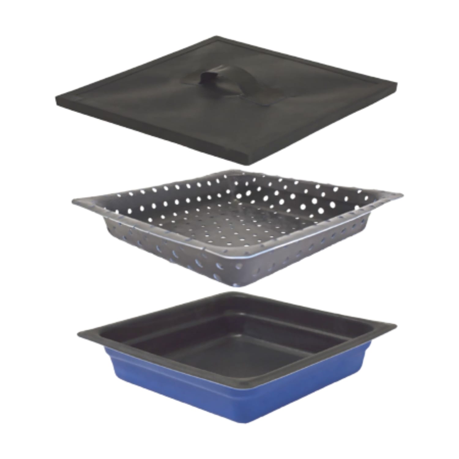 Pratica 200219 Steamer 3-Piece Cooking Pan Set, 9 3/5" x 9 3/5" x 2 3/5