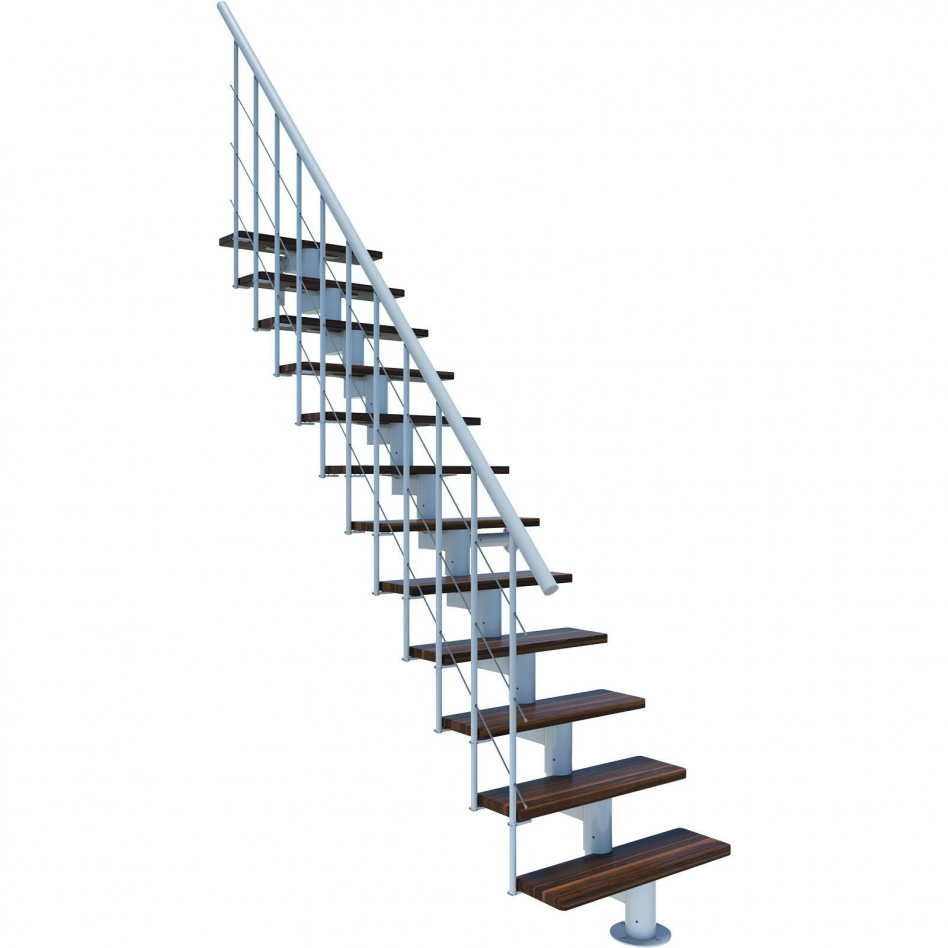 Minka Mittelholmtreppe Comfort Top weiß Raumspartreppe, Walnuss gebeizt & lackiert Image