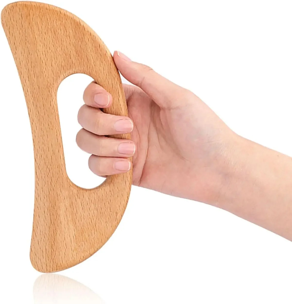 Massaggiatore anticellulite in legno naturale Strumento Gua Sha per tutto il corpo per raschiare i muscoli e massaggio alla schiena - Cura del legno