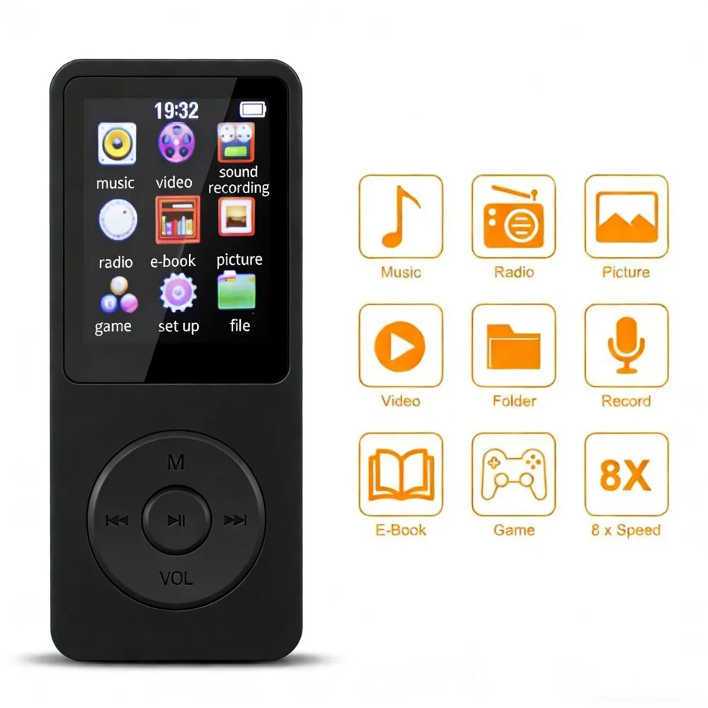 Mini lecteur MP3 portable, qualité HiFi, lecteur de musique, Walkman, Bluetooth 4.0, prise en charge de la transmission bidirectionnelle, radio FM, enregistreur vocal, lecteur MP3 et livre