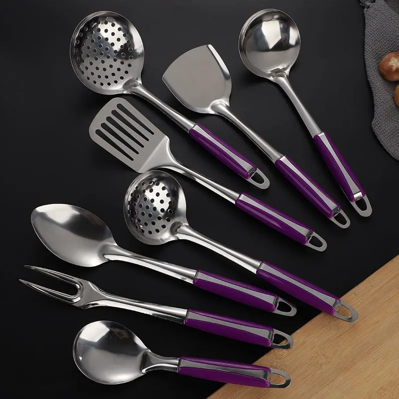 Ustensiles de cuisine en acier inoxydable, spatule de cuisine en acier inoxydable, cuillère de cuisine perforée, cuillère à soupe