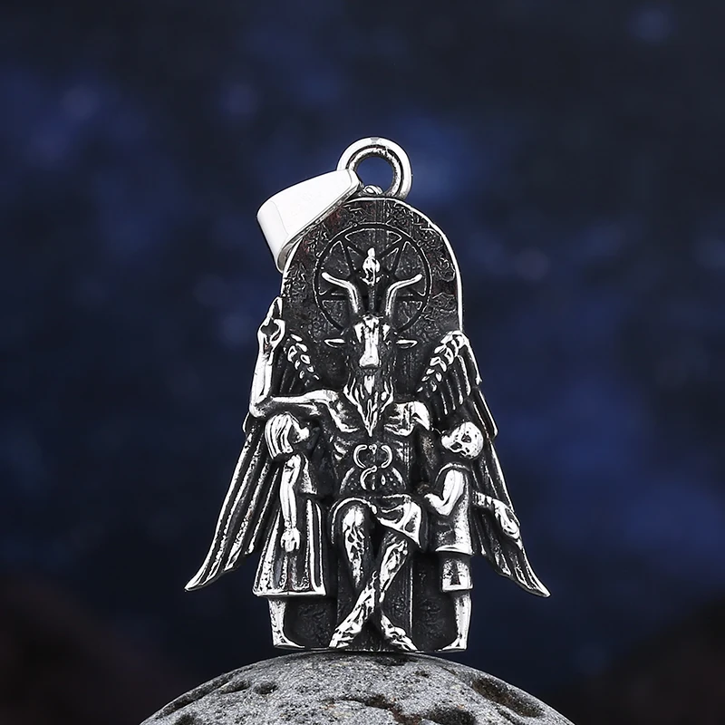 316l Edelstahl Anhänger Halskette Baphomet Ziege satan ischen Satan Leviathan Kreuz Dämon Teufel Luzifer Schmuck Freund Geschenk Image