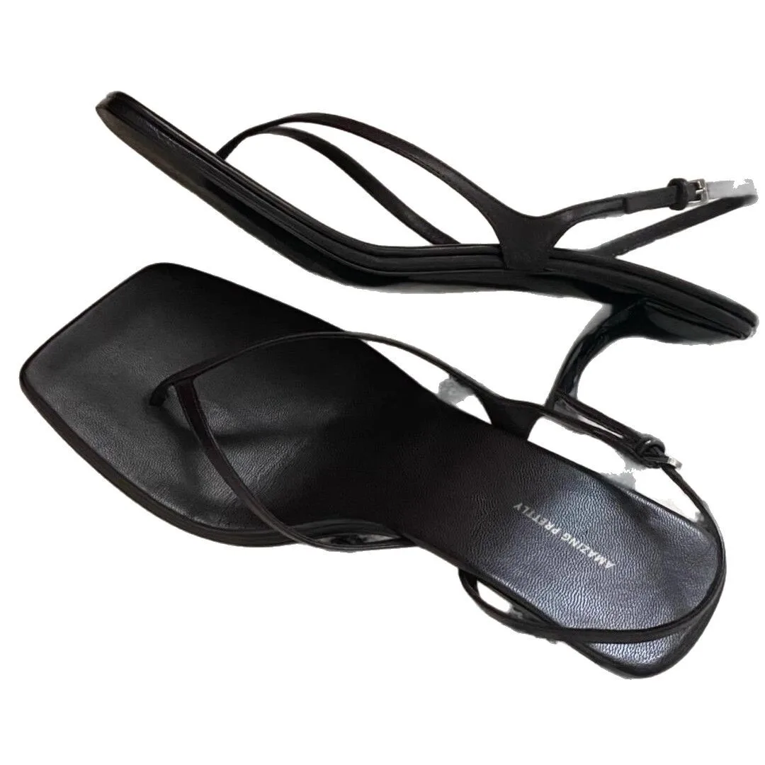 Retro Karree Clip Toe Sandalen Kitten Heel Back Strap Braun Solide Concise Französisch Stil Sexy Mode Frauen Schuhe Sommer Casual