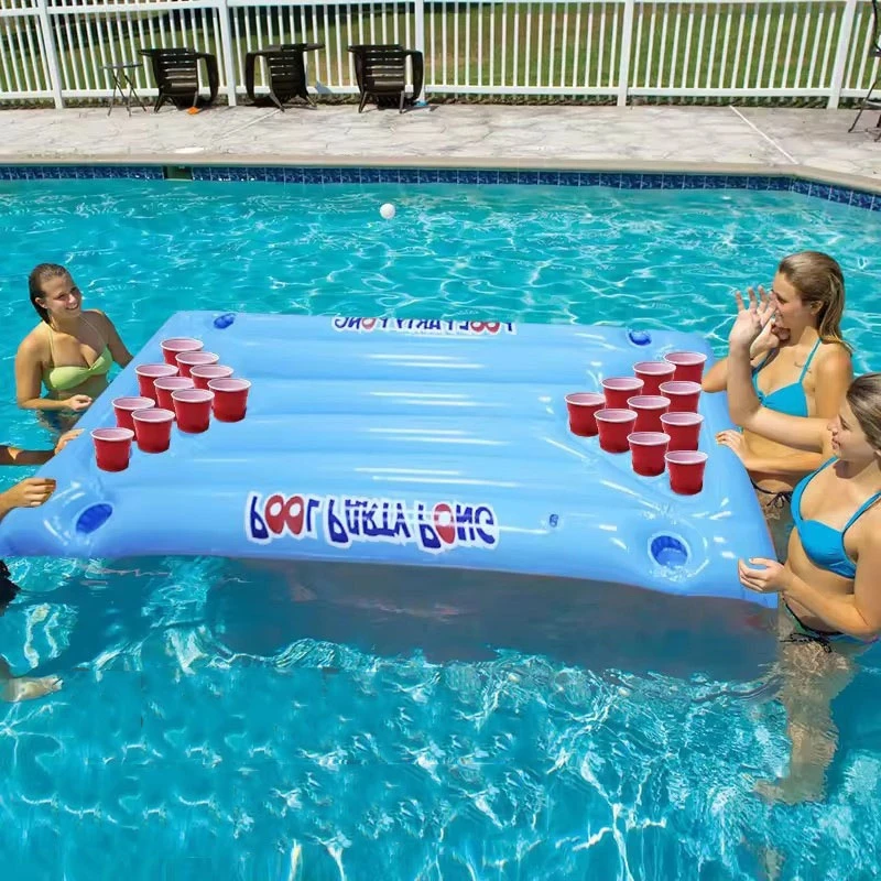 Aufblasbarer Schwimmpool mit Getränkehalter, Bier-Tisch, Wasser-Lounge-Stühlen, Tragbare Wasser-Hängematte, Schlafbett