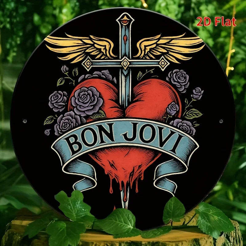 1 Stück 'Retro Bon Jovi'-Themenschild, Wanddekoration, für drinnen/draußen, stilvoll/Vintage-Stil, perfekt als Raumdekoration Image