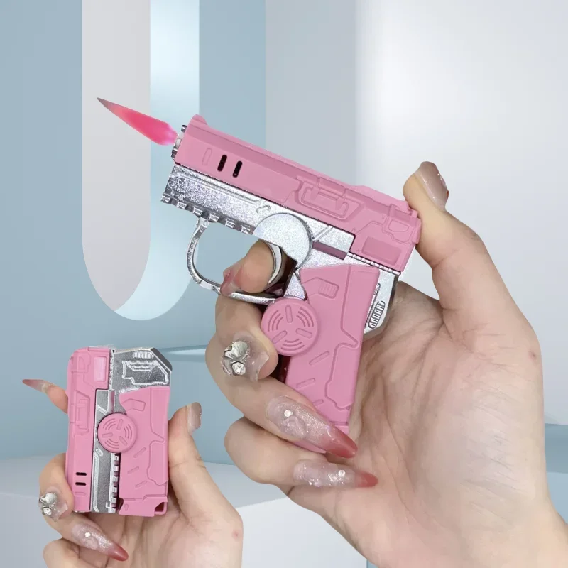 HEISSES tragbares, winddichtes Butan-Feuerzeug – Gyro-Dekompression, verformbare Pistole, Jet-Flamme, Herren-Spielzeug Image