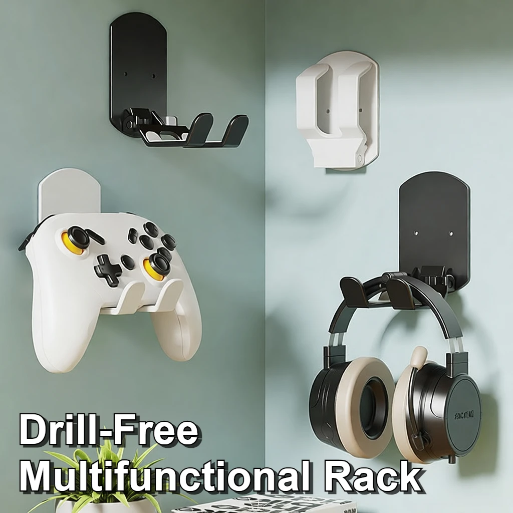 2er-Pack Spielcontroller-Ständer | Schadet den Wänden nicht, kann Kopfhörer aufhängen, aus ABS, nicht wasserbeständig, schwarz und weiß Image