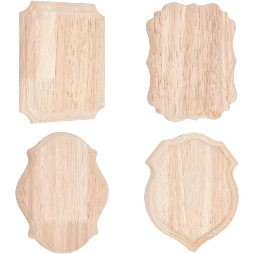 4-förmige Holztafeln aus Holz mit Ogee-Rand, 15,2 x 12,7 cm großes Holzschild zum Basteln, natürliche, unlackierte Holzbretter Image