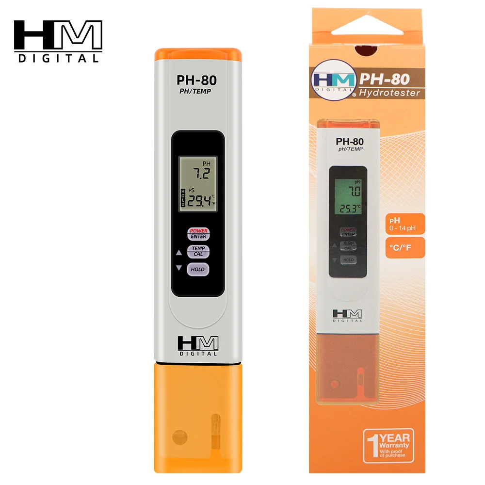 Digitales PH-Meter HM PH-80 PH-Tester Handgehaltener Wasserqualitätstester PH-Temperatur-Detektor Wassertest-Stift für Pool Aquarium Fischbecken Image