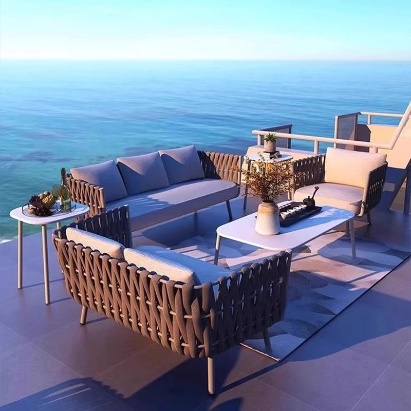 Outdoor Sofa Garten Möbel Sets Rattan Hof Einfache Freizeit Garten Möbel Sets Tisch Stuhl Conjunto Trendige Möbel Image