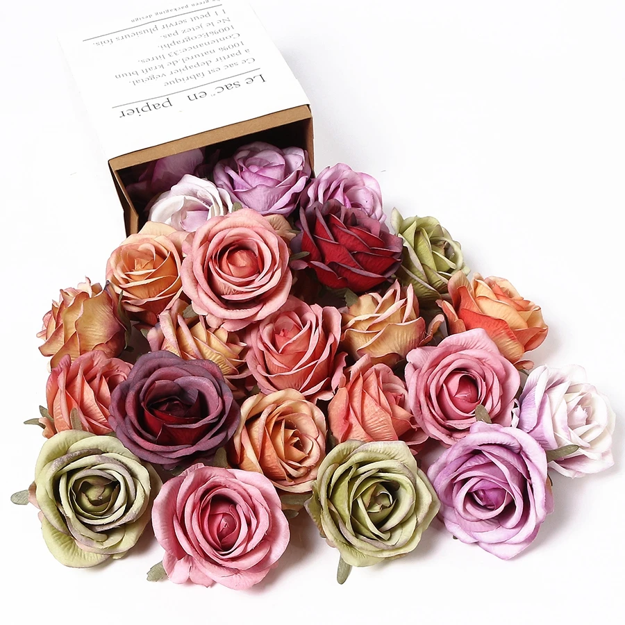 4/8 Stücke Rose Künstliche Blumen Kopf Seide Gefälschte Blumen Hochzeit Dekoration Wohnkultur DIY Braut Handwerk Kranz Girlande Zubehör Image