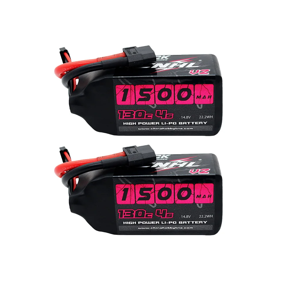 2 Stück CNHL 4S 14,8V Lipo-Akku 1500mAh 130C mit XT60-Stecker für RC FPV Helikopter Flugzeug Drohne Racing Image