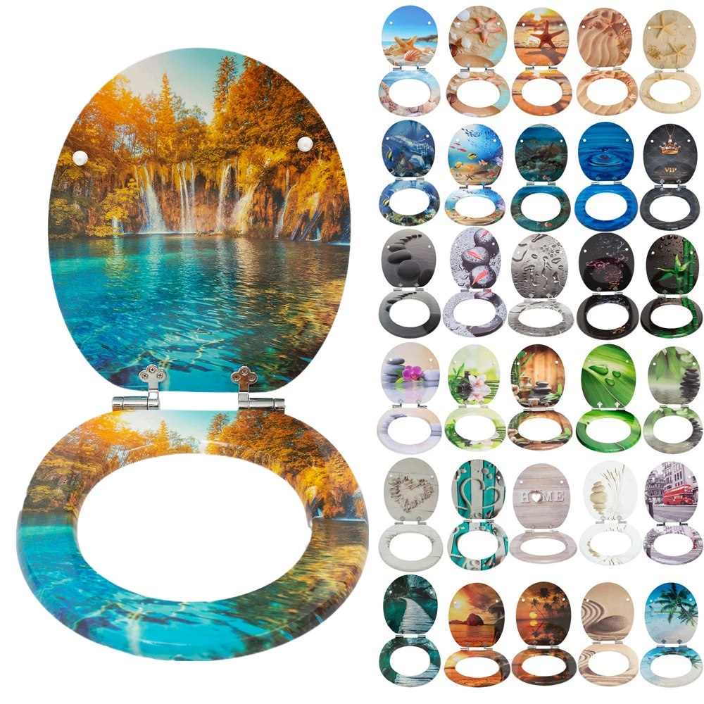 SAINOS WC-Sitz mit Soft-Close Toilettendeckel Klobrille Nachhaltiger Stabiler MDF-Holz Toilettensitz Tragfähigkeit 190 kg