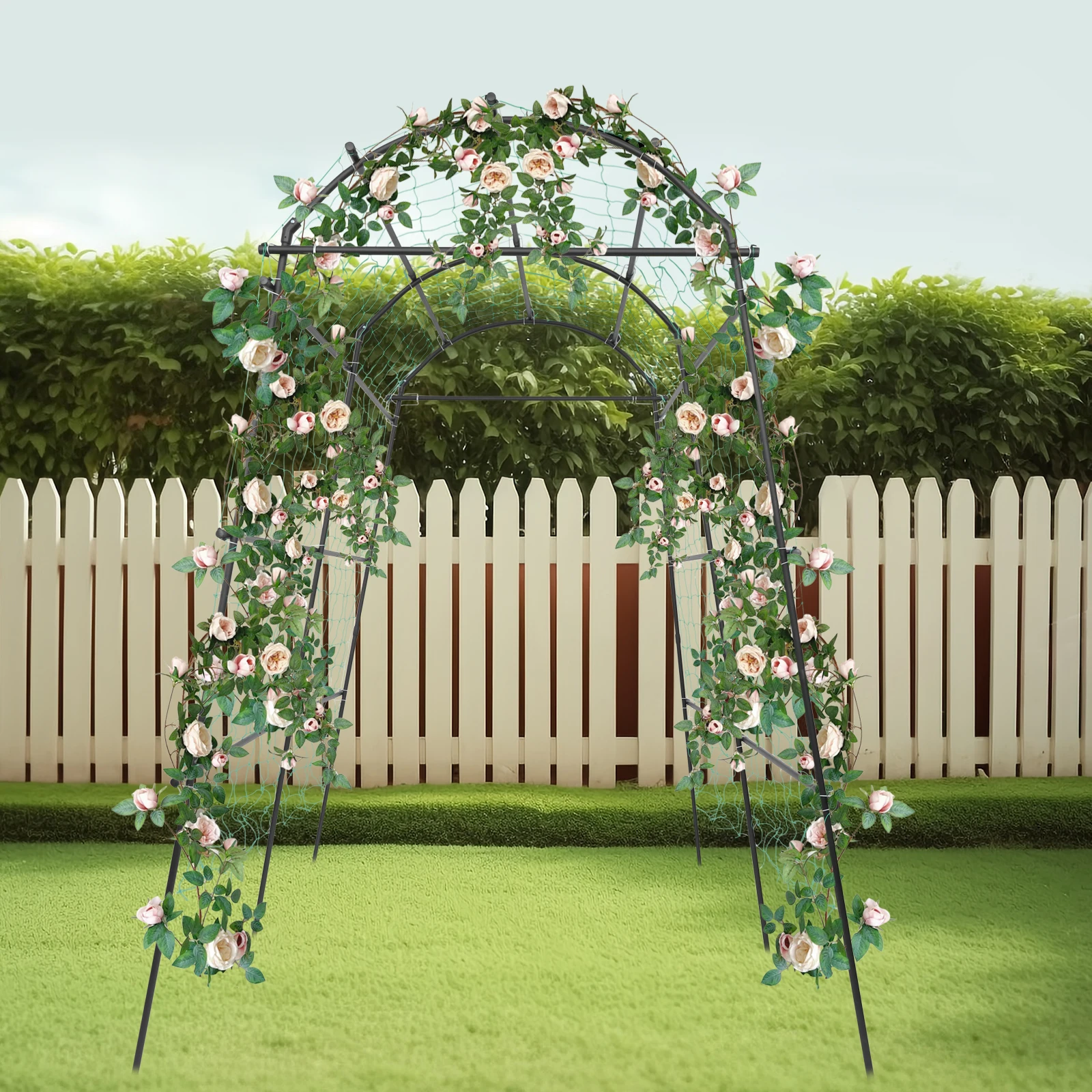 Eisenarbeit-Gartenspalier zum Klettern, Blumenregal, Pflanzengewölbeunterstützung, Gartenbogen, Tür, Außenhof Image