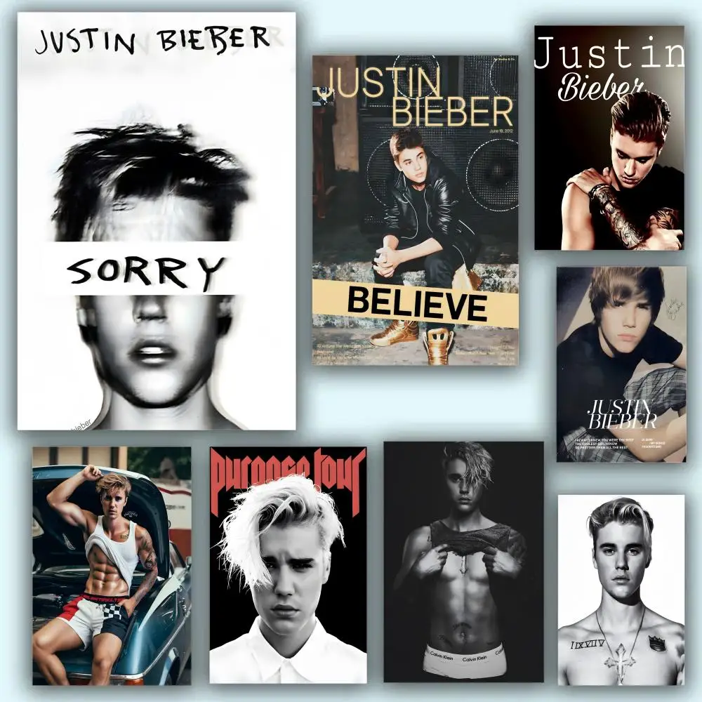 Poster mit dem beliebten Sänger Justin Bieber, ästhetische HD-PVC-Wandkunst – wasserfest, verschleißfest, für Zuhause, Hotel, Bar Image