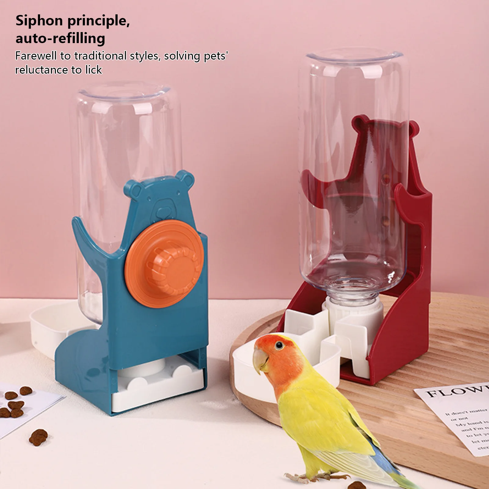 Kleintier-Wasserspender, Auslaufsicherer Hängender Automatischer Trinker für Hamster, Kaninchen, Vögel, Käfigmontierte Trinkflasche Image