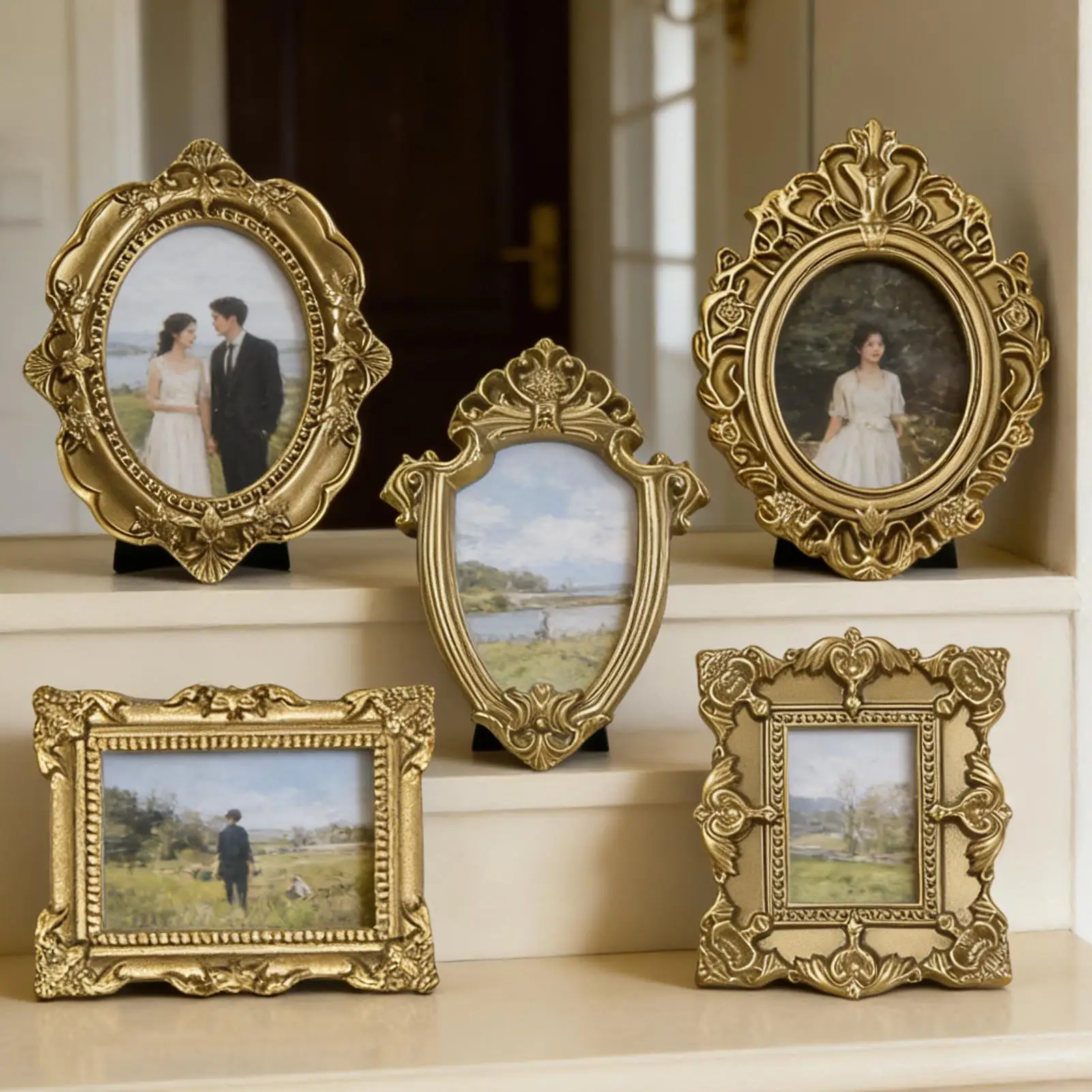 5-teilige Vintage Mini Bilderrahmen Vintage Harz Fotografie Dekor Weihnachten Wand Foto Halter Rahmen für Fotografie Dekor Image