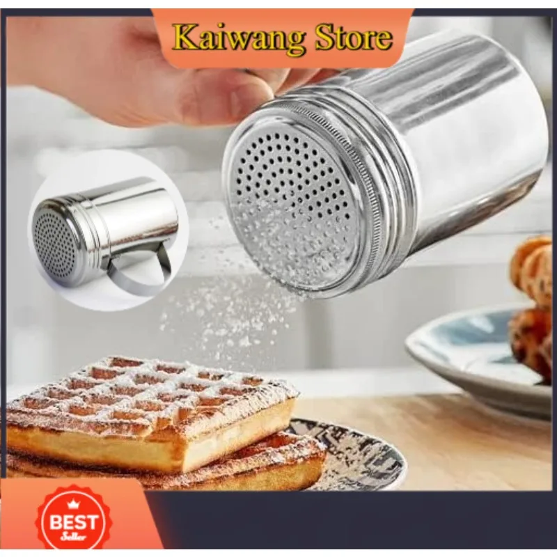 1 Stück 10oz Edelstahl-Baggerstreuer mit Griff – ideal für Zucker, Salz, Zuckerguss, Zuckermehl, Cappuccino, Schokolade Image