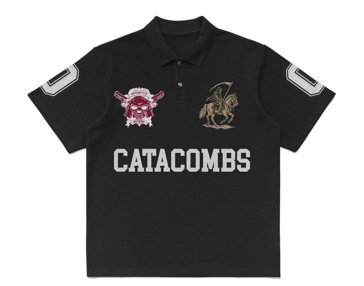 Minimalistisches und modisches Hip-Hop-Y2K-Poloshirt mit Print, Rock-Gothic-Oversize-T-Shirt, Button-Down-Kragen-Shirt, Punk-Casual-T-Shirt