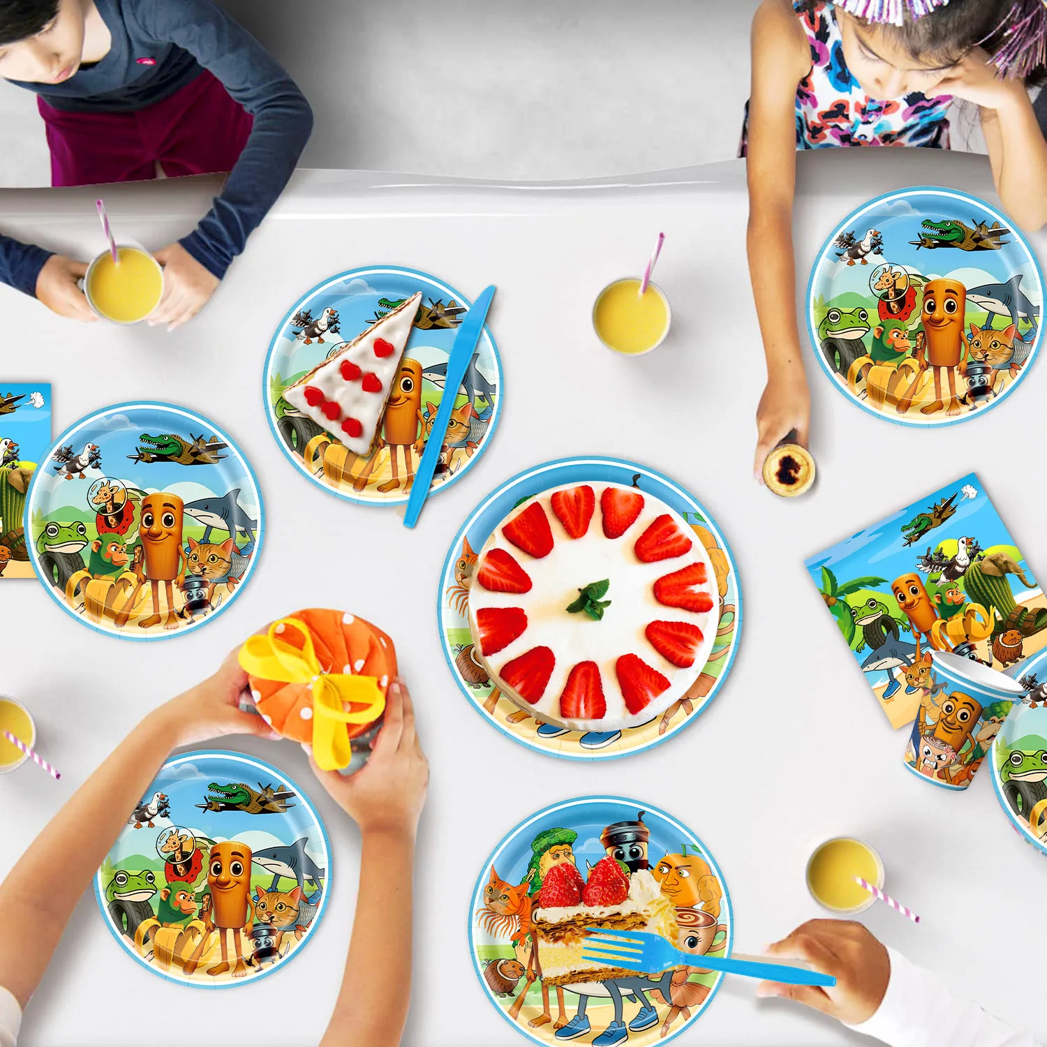 Neue italienische Brainrot Kinder Party Dekoration Tung Tung Sahur Themen Geburtstag Platte Servietten Geschirr Set Ballon komplette Set liefert Image