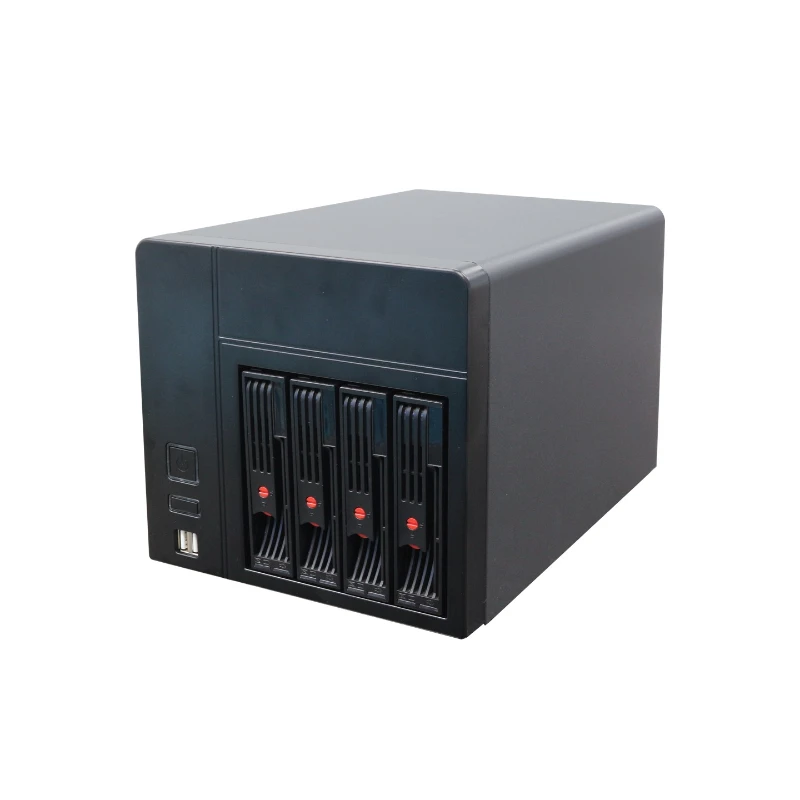 NAS-04 4-Bay NAS-Gehäuse Mini-ITX Heimspeicher-Server-Chassis, 4×3,5\