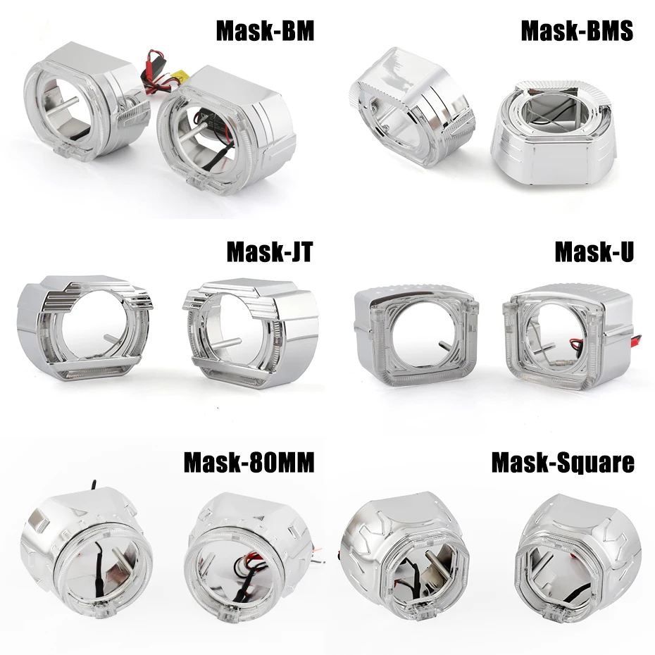 RONAN 2,5 Zoll LED Angel Eyes DRL Blinker Splittermasken Shrods Abdeckungen Montage 2,5 Zoll Projektorlinse für Jetta BMS Image