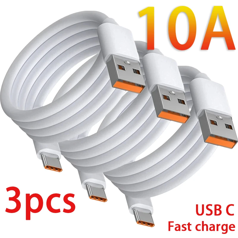 1/3PCS 10A USB Typ C Super Schnelle Ladekabel High Speed USB C Datenkabel Für iPhone Huawei Samsung Xiaomi Schnell Ladekabel Image