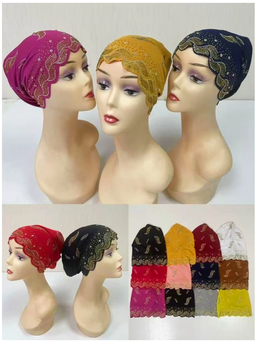 Großhandel 6/12 Dubai-Stil Neuer Hut für Arabische Damen Kopfbedeckung Afrikanisches Muslimisches Kopftuch für Gebetsaktivitäten und Feste Image