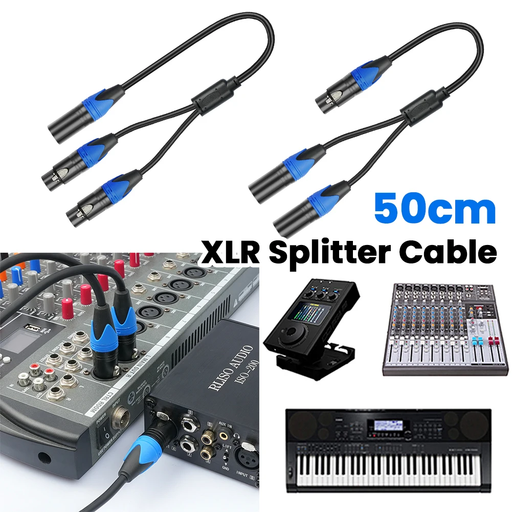 5-1 Stück 1 XLR-Stecker auf 2 XLR-Buchsen XLR-Y-Splitterkabel Mikrofon-Splitterkabel für Verstärker Mikrofon Mischpult XLR-Splitterkabel Image