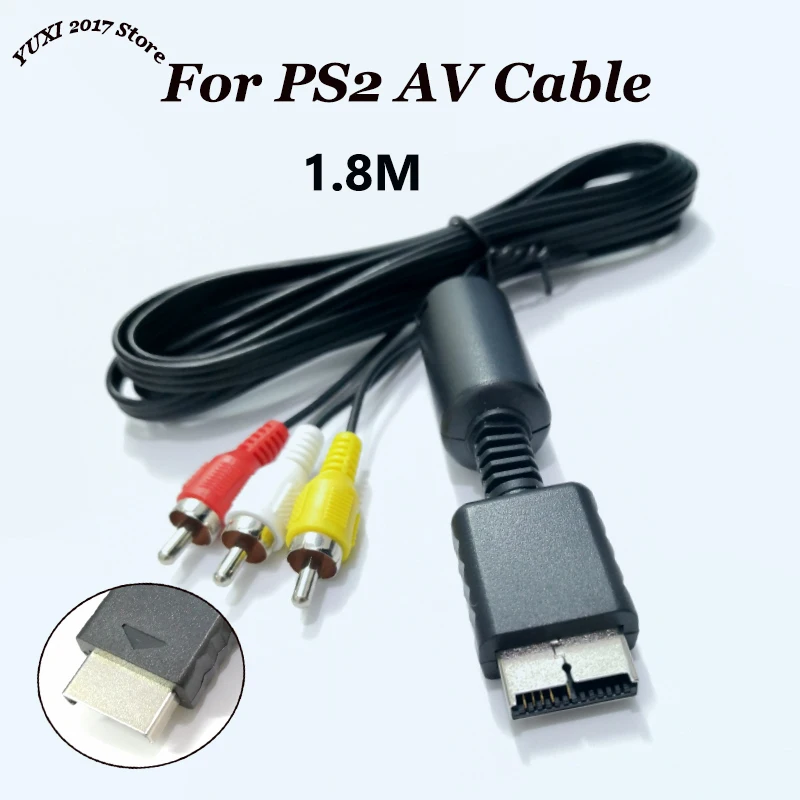 Ersatz-AV-Kabel für PS2, PS3, 1,8 m, RCA-Composite-Kabel zum Anschluss der Spielkonsole an TV/Projektor