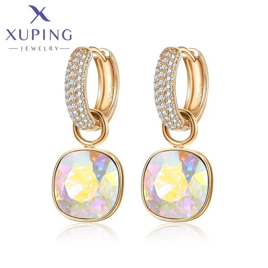 Xuping Schmuck Charm Quadratische Luxus Exquisite Gold Farbe Überzogene Kristall Ohrring für Frauen Geschenk A00606258 Image