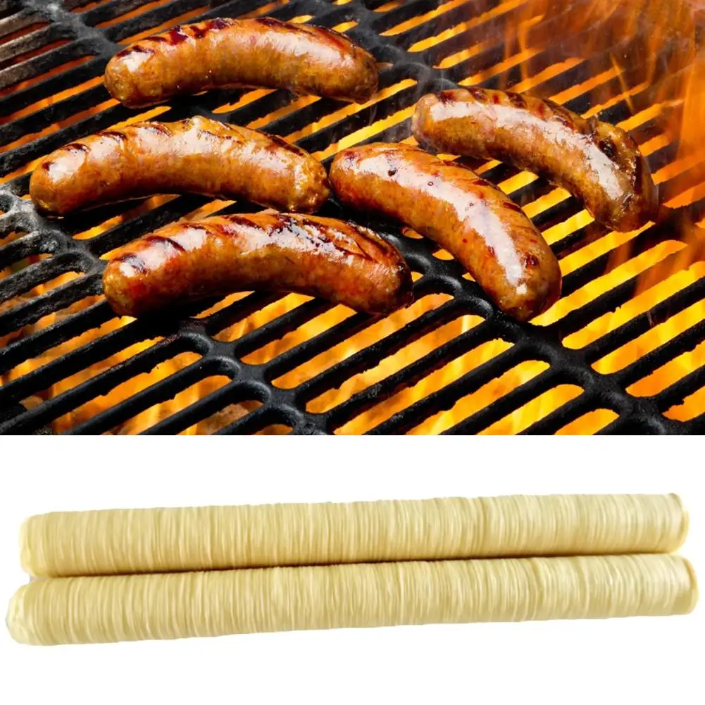 Frische Kollagen Wurst Gehäuse 14m Wurst Maker Maschine Trockenen Schwein Wurst Gehäuse Rohr Für Wurst Maker Maschine Küche Zubehör Image