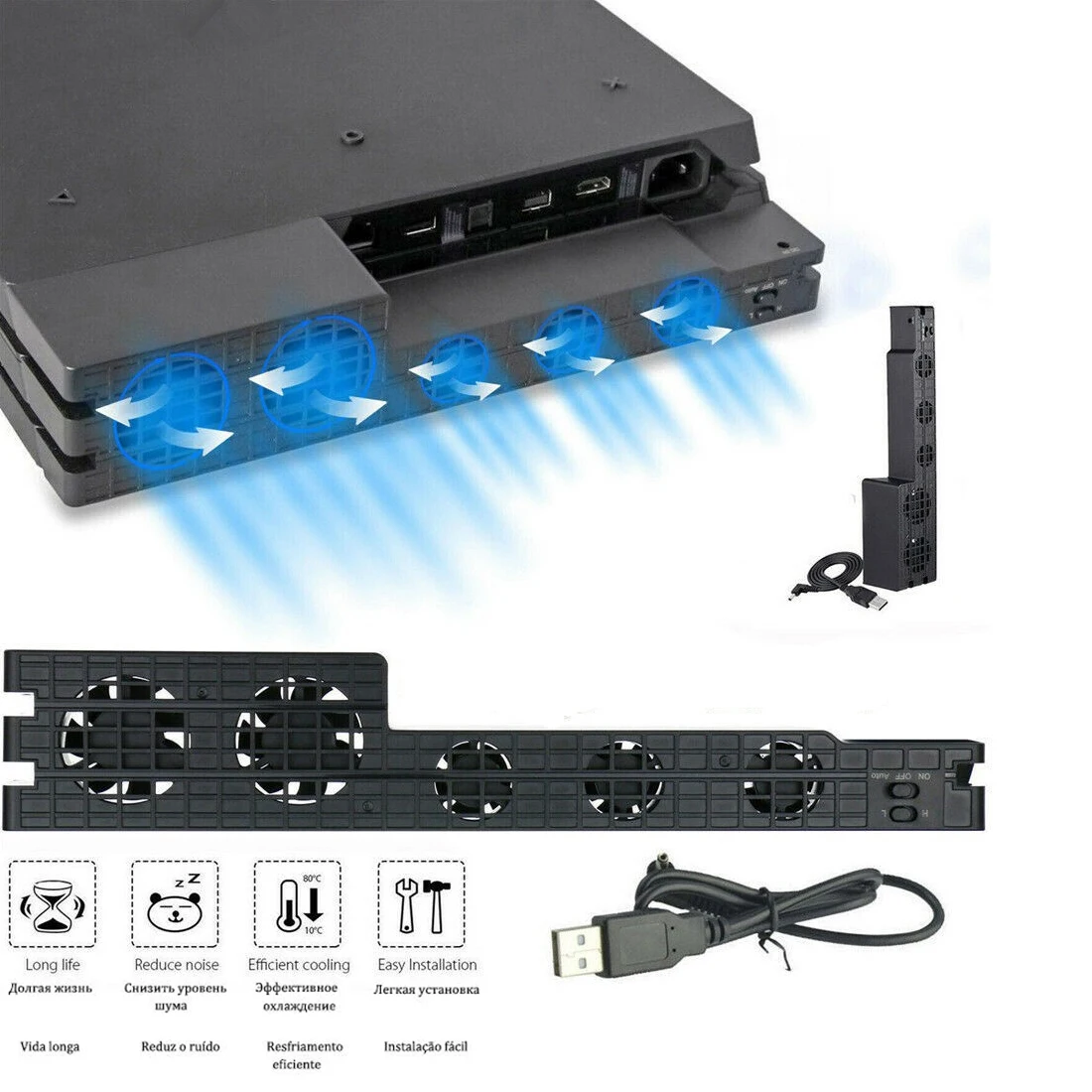 Basisunterstützung für Sony Playstation Play Station PS4 PS4 Pro Slim Stand Control Kühler Lüfter Spielkonsole Zubehörhalter Image