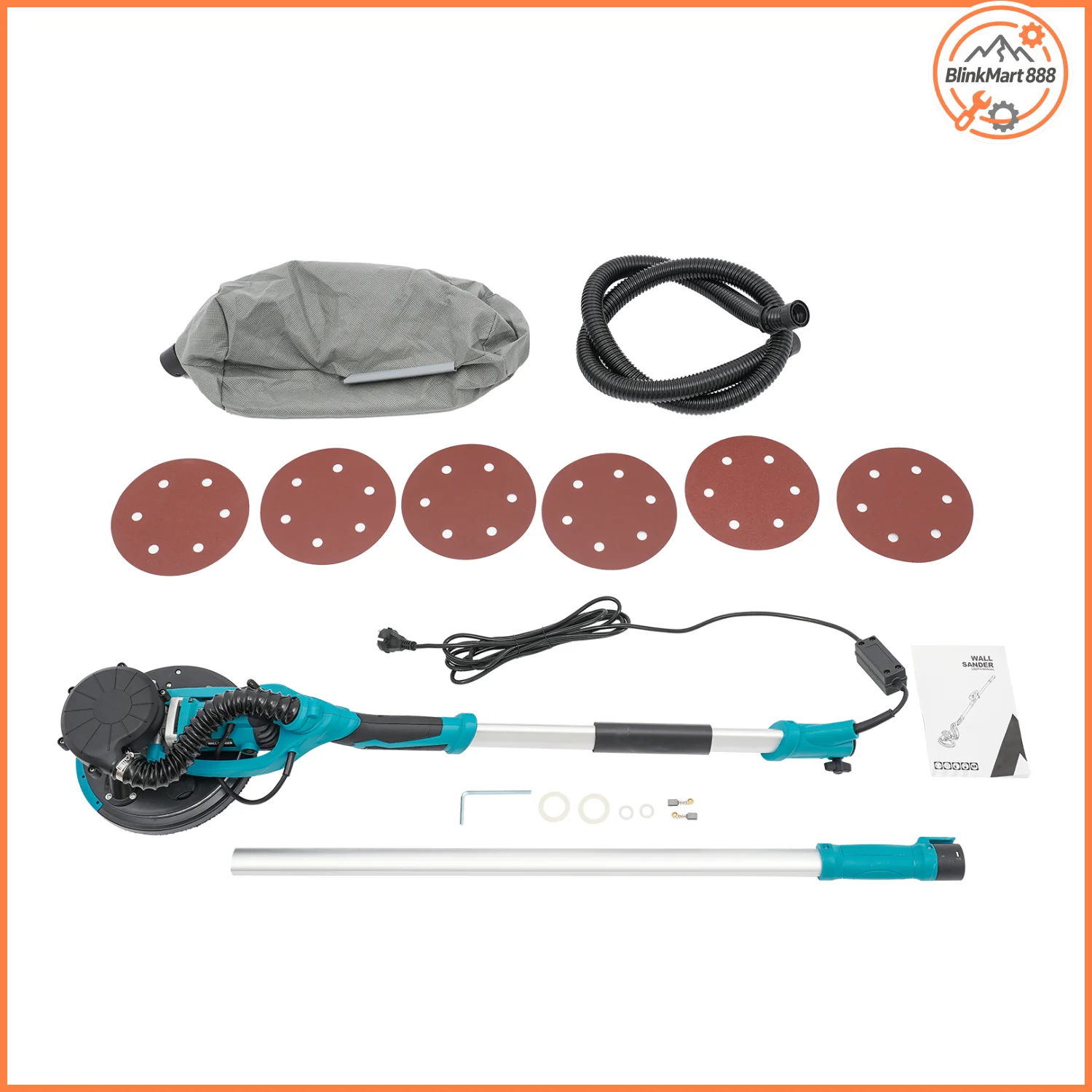 Trockenbauschleifer mit 13 Fuß langem Kabel und Staubsammler | Wandschleifmaschine mit Staubabsaugung | Tragbare Kittpoliermaschine Image