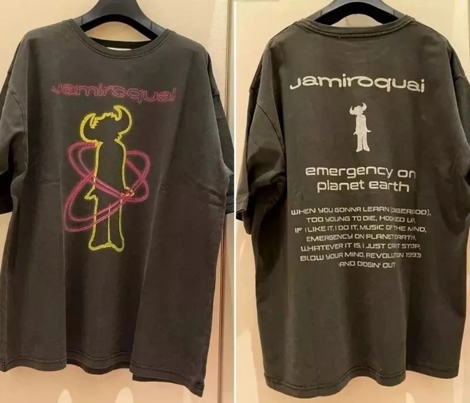 Jamiroquai Band Graphic REPRINT T-Shirt Vintage High Street Sports T-Shirts Rock Y2k Top Vintage Print Cotton Casual Tee Unisex