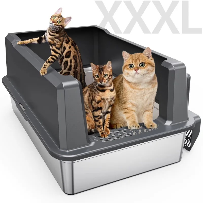 Shenghui XXXL Super große, halbschließende, umweltfreundliche Katzenbox aus Edelstahl und Kunststoff, 70 cm hoch, 50 cm breit, 60 l Fassungsvermögen Image