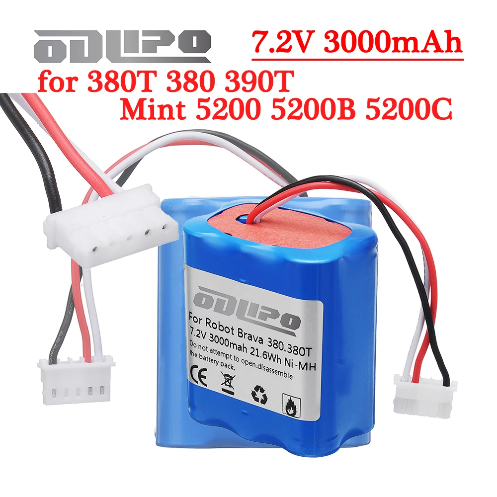 Akku für iRobot Braava 380 380T Mint 5200 5200B 5200C Staubsauger-Kehrroboter, 7,2 V, 3000 mAh, wiederaufladbarer NIMH-Akku Image