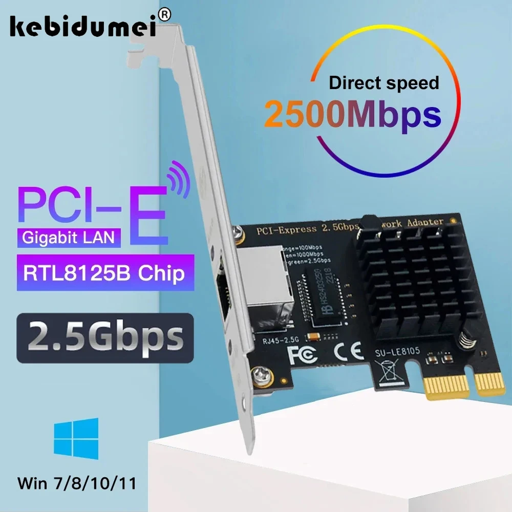 2,5G Gigabit PCI-E Zu RJ45 Netzwerk Karte RTL8125B Chip 1000Mbps 2500Mbps Ethernet Wired LAN Controller Adapter für Win7/8/10/11 Image