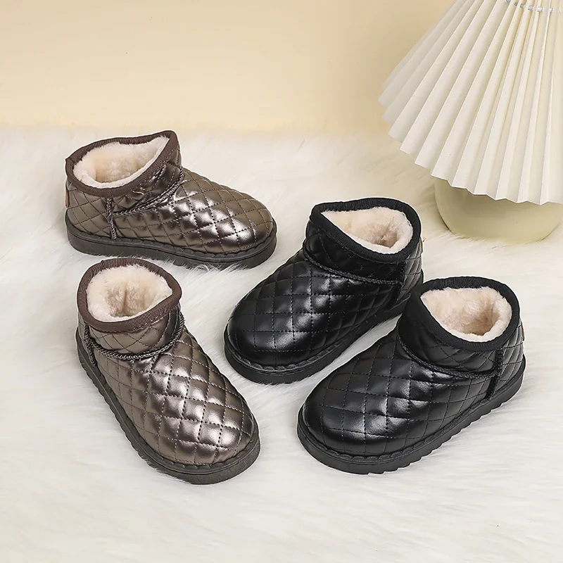 2025, Winter Kinder Schuhe Baby Mädchen Schnee Stiefel Dicken Plüsch Jungen Casual Schuhe Wasserdichte Anti Slip Outdoor Kinder Stiefel