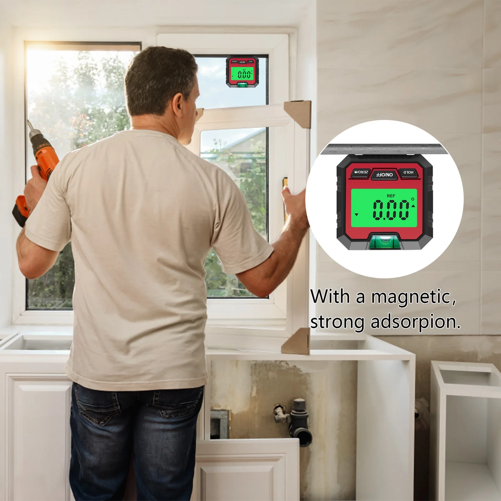 Mini Digitaler Neigungsmesser Winkelmesser/Neigungsmesser/Level 3-in-1 Winkelfinder Winkelmesser/Gehrungsmesser 90 ° Digitale Nivellierbox Image