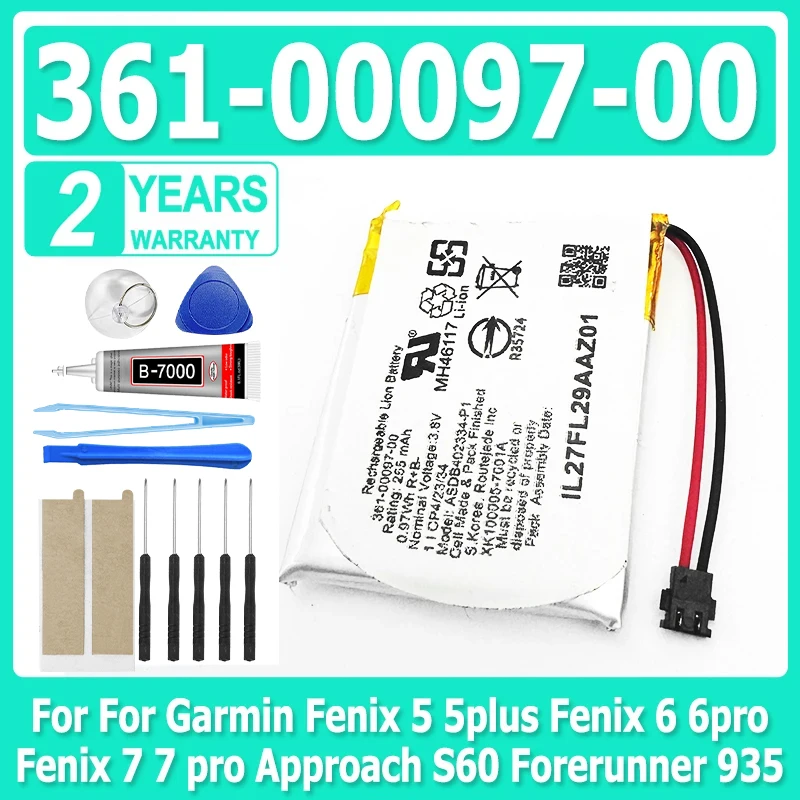 361-00097-00 Neue Smartwatch Batterie Für Garmin Fenix 5 5plus Fenix 6 6pro Fenix 7 7 pro Ansatz S60 Forerunner 935 + Kostenlose Tools Image