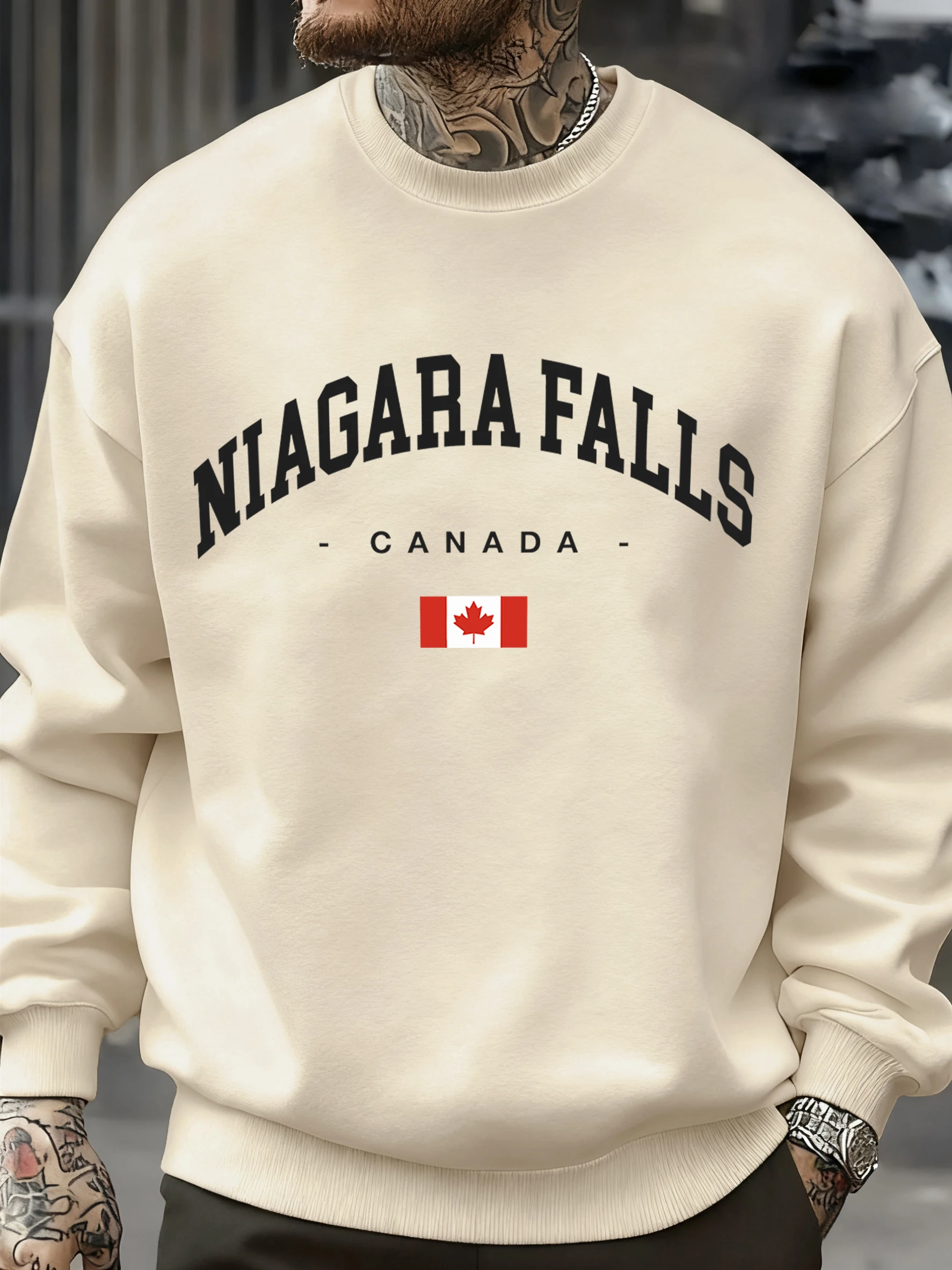 Niagara Falls Kanada Gedruckt Männer Herbst Winter Sweatshirt Fleece Bequeme Pullover Einfache Oansatz Langarm Straße Hip Hop Kleidung Image