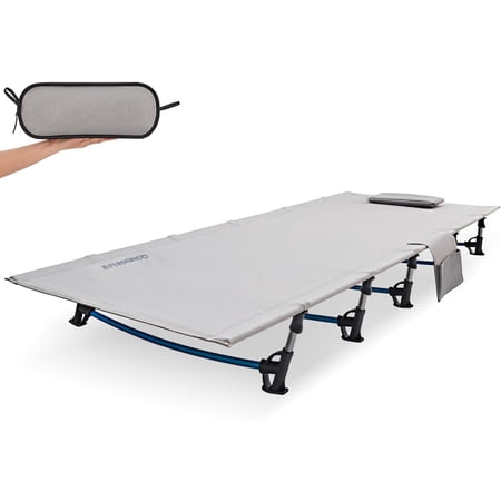 Ultralight Folding Camping Extra Long Backpack Lightweight Camping Cots for Adults Portable Bed for Hiking Travel Mountaineering Grey